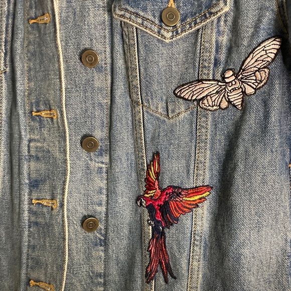 Aritzia Little Moon Dianthus Blue Denim Jacket with Colorful patchwork small - Picture 5 of 11